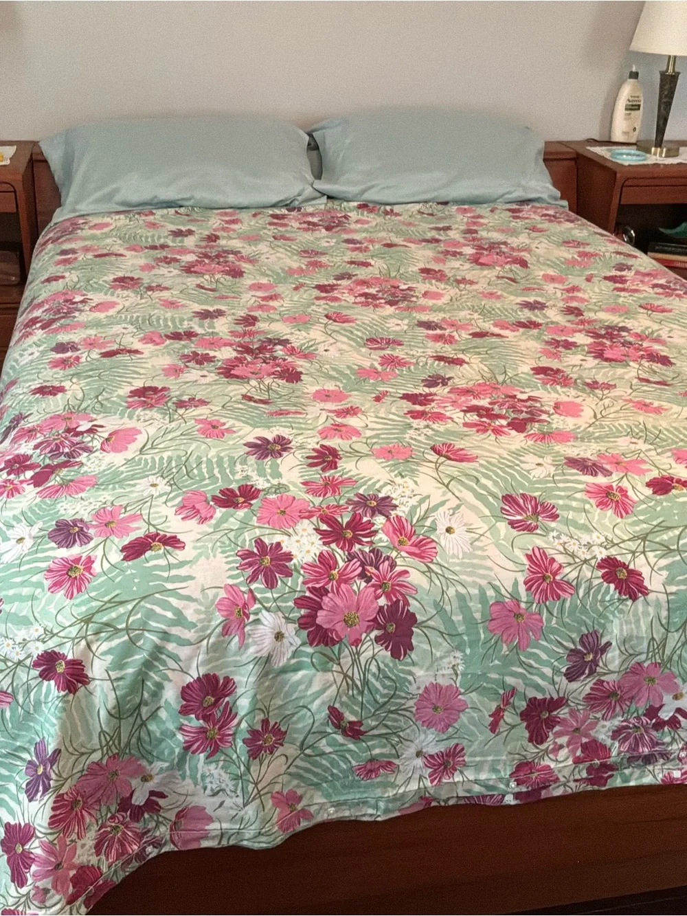 VTG KING Duvet Cover Pink Cosmo’s White Daises Cottage Core 100x84 Crown Crafts